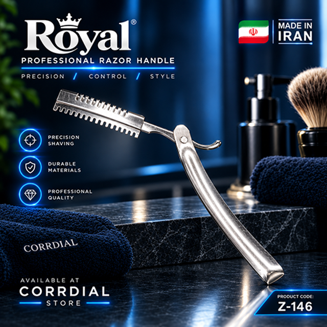 دسته تیغ استیل رویال (تولید ایران ، اصلی ، بیمه ارسال،(5) ROYAL RAZOR HANDLE)