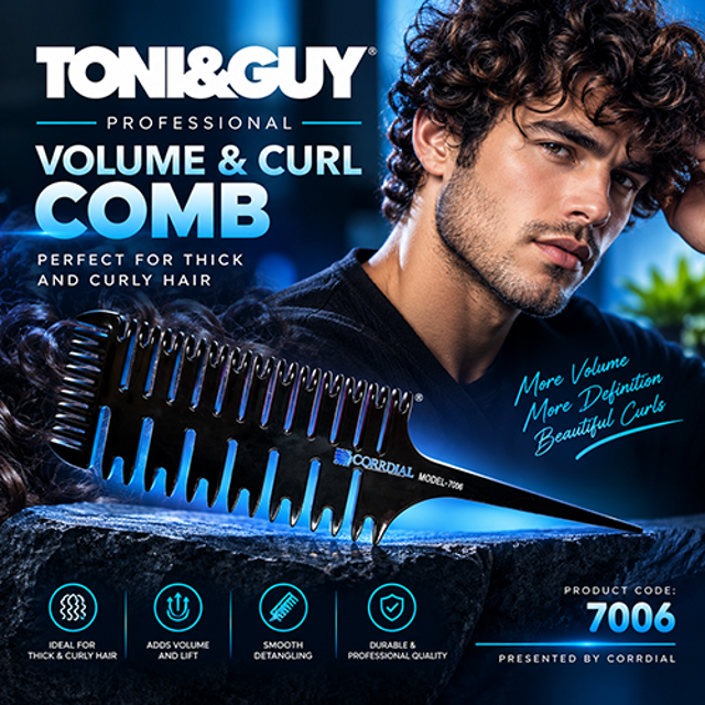 شانه چهار کاره تونی اند گای (مناسب حجم دادن موهای فر و ضخیم، بیمه ارسال، TONI&GUY comb - 7006)