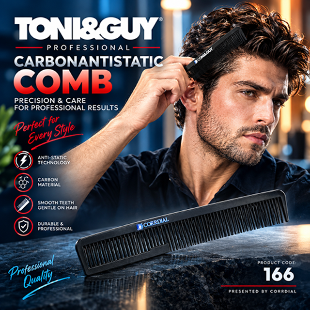 شانه اصلاح طرح وال - تونی اند گای (بیمه ارسال، TONI&GUY comb 166 - WAHL Comb shape)