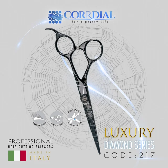 قیچی آرایشگاهی کیپه 217 (ساخت ایتالیا + بیمه ارسال، KIEPE - DIAMOND SPIDER - TITANIUM CUT)